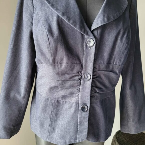 CLEO Denim Blazer Jacket Sz 14- 1X  Petite - Picture 3 of 10
